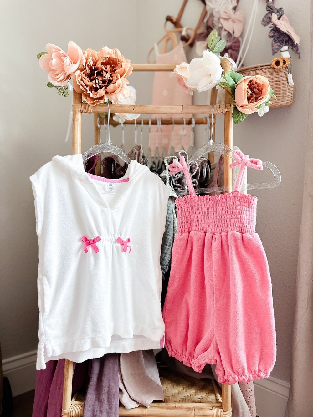 2 Terry Cloth Swim Covers Baby Gap Hooded Dress + Smocked Romper
